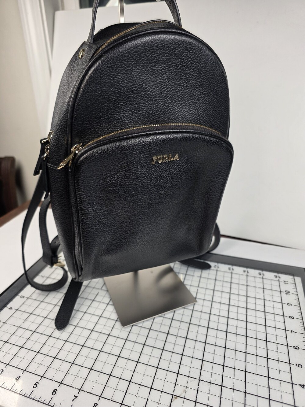 FURLA black Leather Backpack